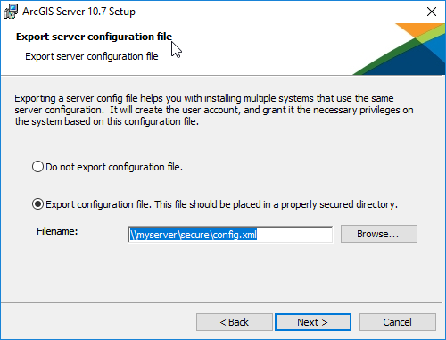 Export a server configuration file